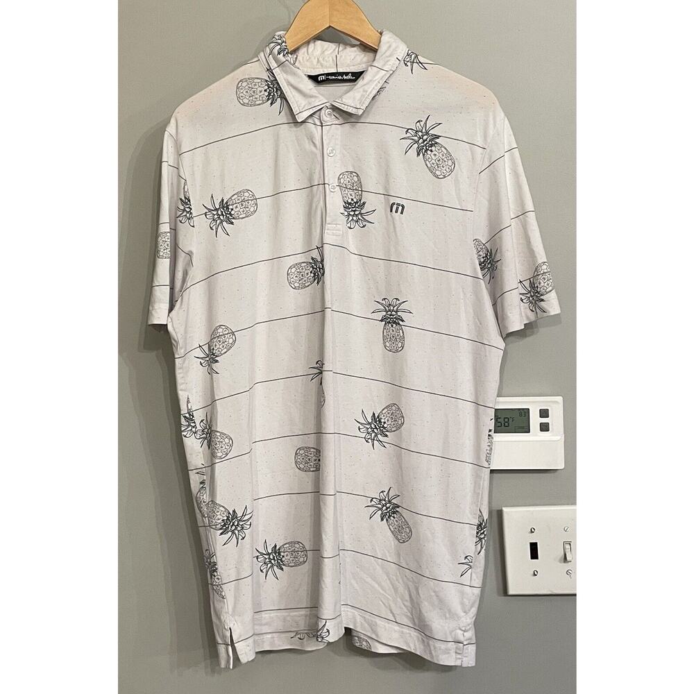 Travis Mathew Golf Polo Shirt Short Sleeve Active Athleasure Pineapple Large